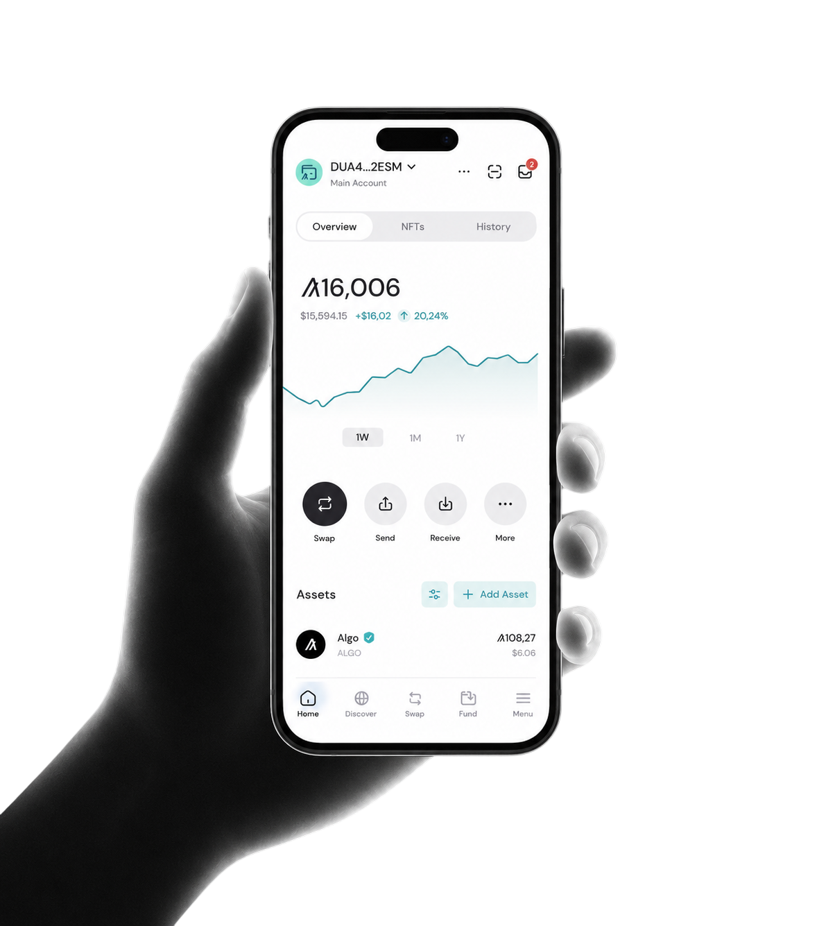 Pera Wallet running on a phone